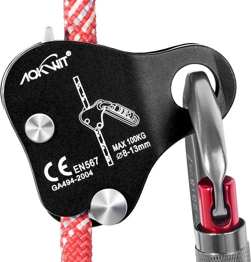 AOKWIT Climbing Ascender Rope Grab Fall Protection Belay Device Tree Climbing Gear Rappelling Equipment Rope Ascender for Rock Climbing Mountaineering Arborist Caving Rescue Aerial Work 8-12mm Ropes - Image 1
